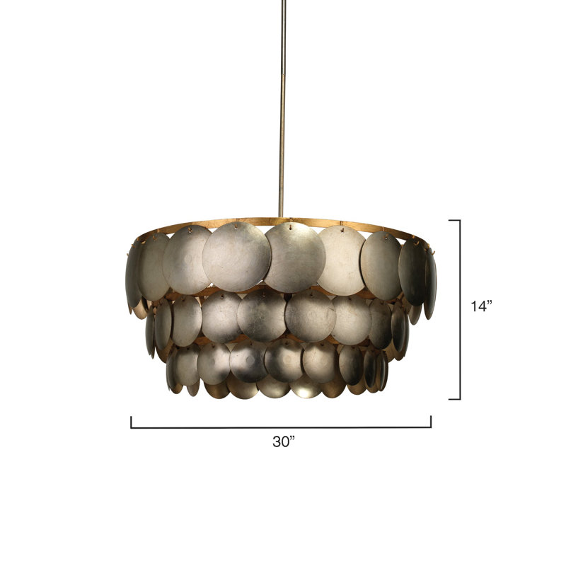 Calypso Champagne Leaf 4-Light Tiered Chandelier with Gold Accents
