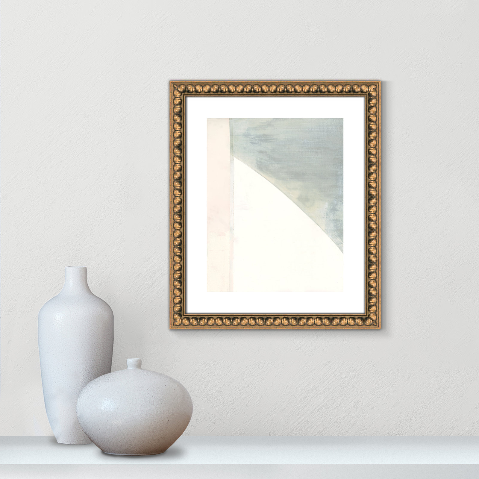 Alexandria "In Neutral I" Painting by Cartissi, Gold Bead Framed Paper, 19" H x 16" W x 1.13" D