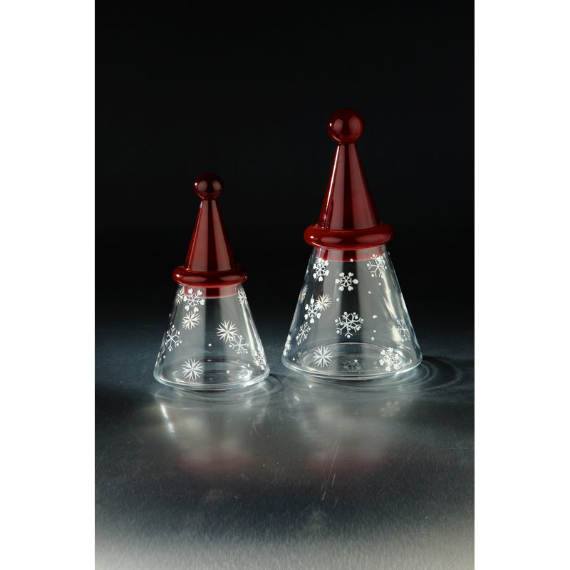 CHRISTMAS TREE GLASS JAR WITH LID