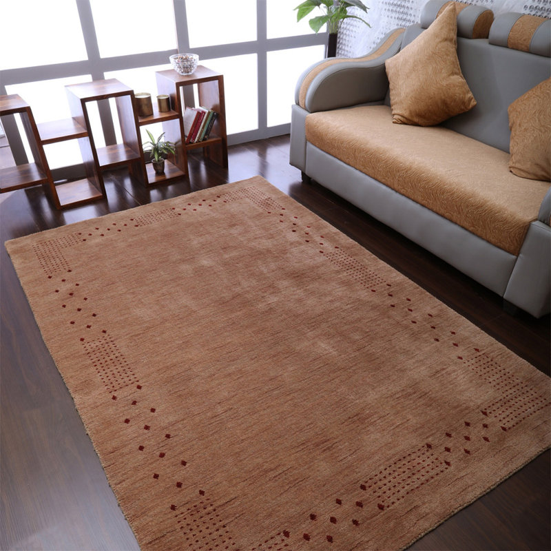 Hand Knotted Loom Wool Eco-Friendly Area Rugs - Octagon, Light Brown Color, Contemporary Modern Design, High Pile Thick Handmade Anti Skid Area Rugs for Living Room, Bed Room