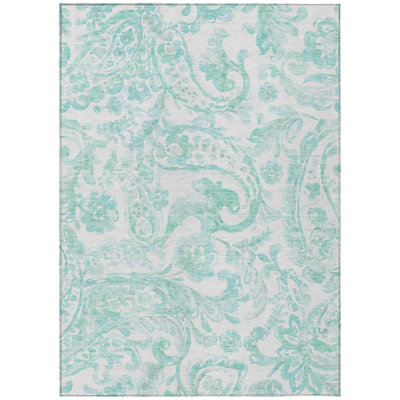 Tapis intérieur lavable à motif cachemire ivoire 8 pi x 10 pi
