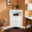 Buffet Dencie, armoire d'angle, armoire de coin de plancher de salle de bain avec portes et tablettes