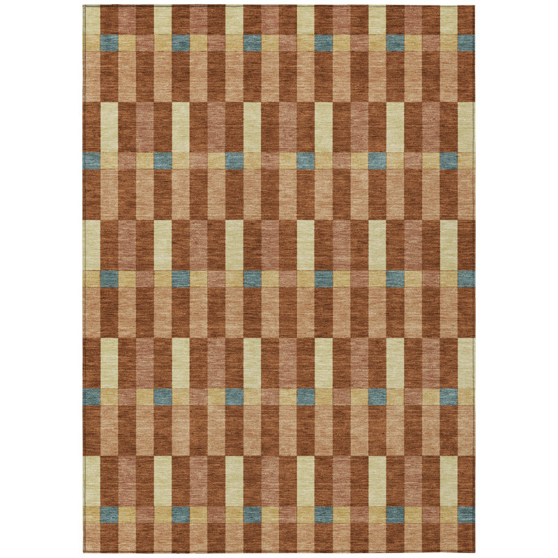 Machine Washable Indoor/Outdoor Chantille ACN2548 Geometric Rug, Paprika, 8' x 10'