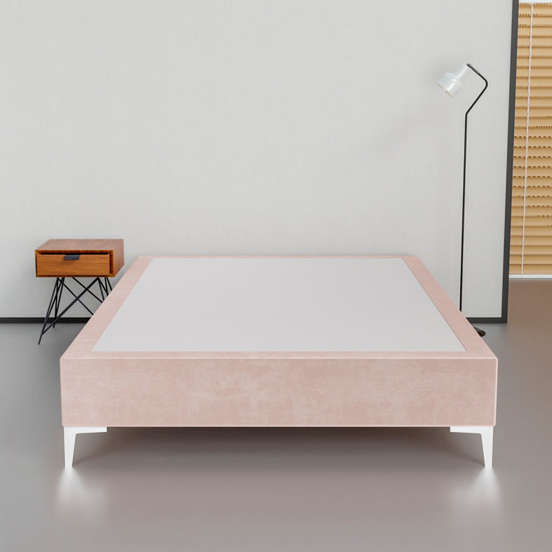 Marcijona 15" Premium Velvet Material Wood Box Spring/Bed Frame, Durable, Stylish, Multi Color, Twin XL, Light Pink