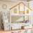  Twin Over Twin House Bunk Bed with Window, Roof and Storage Staircase, White and Natural-2126979838