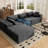 Modern 105.5" Boneless Corduroy L-Shaped Sectional Sofa, Left Chaise, No Assembly Required, Easy-Clean Fabric - Gray-1695911033-1695911035