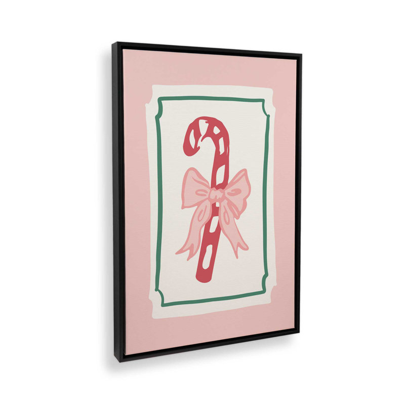 «Candy Cane Bow» par April Lane, reproduction d'art, Noir, Impression encadrée sans passe-partout, H 16 po x l 12 po