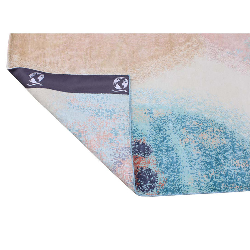 Tapis doré et turquoise noué à la main de haute qualité, Rectangle 8 pi x 10 pi