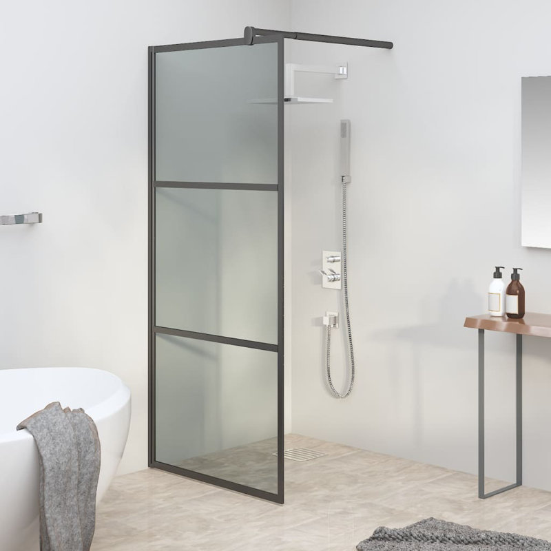 Ringler 900mm H Framed Walk In Screen with Glass, 80cm H x 195cm W