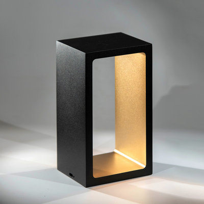 Cordless Led Desk Lamp, Portable Rechargeable Table Lamp With Adjustable Brightness, 7 Inch Minimalist Aluminum Bedside Night Light, Battery Operated Wireless Lamp For Home, Office, Dorm , Black And Gold Accent