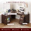 Bureau double caisson en L 69 po Ato avec 4 tiroirs, armoire et station de charge Ato