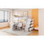 Lit mezzanine avec 7 tiroirs, 2 tablettes et un bureau