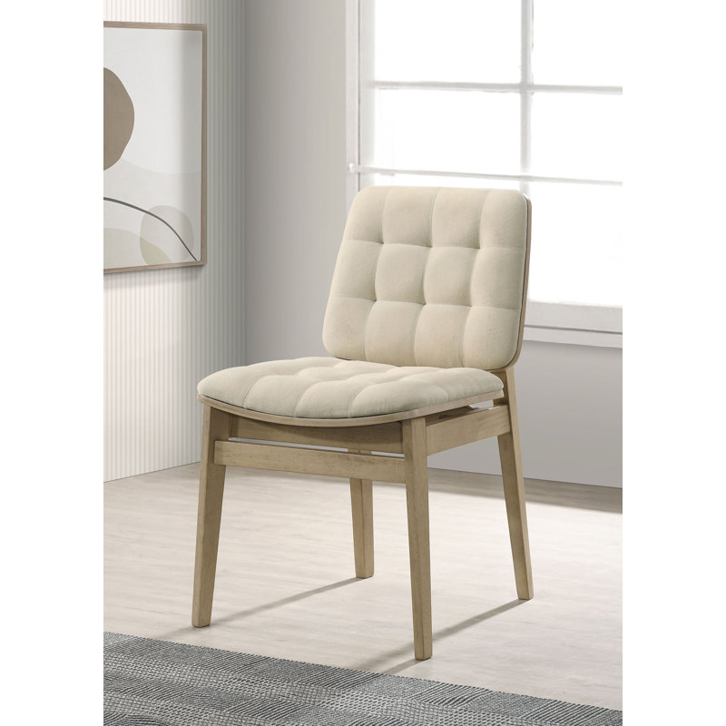 Chaise d'appoint rembourrée Redbridge, Crème, Chêne naturel