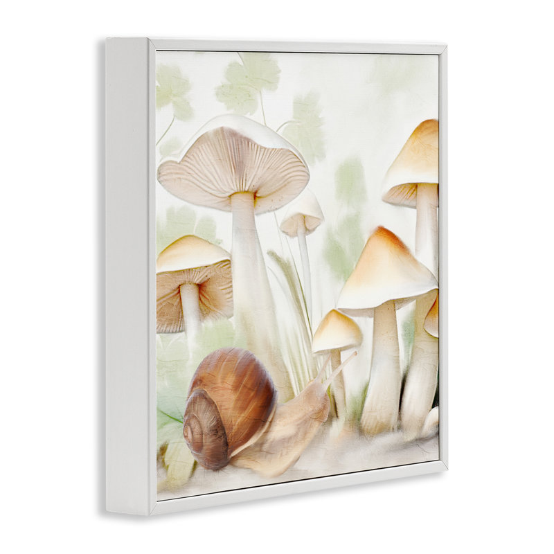  Escargot parmi des champignons, estampe numérique par Kim Allen, H 24 po x l 24 po, Giclée encadrée blanc bord de mer