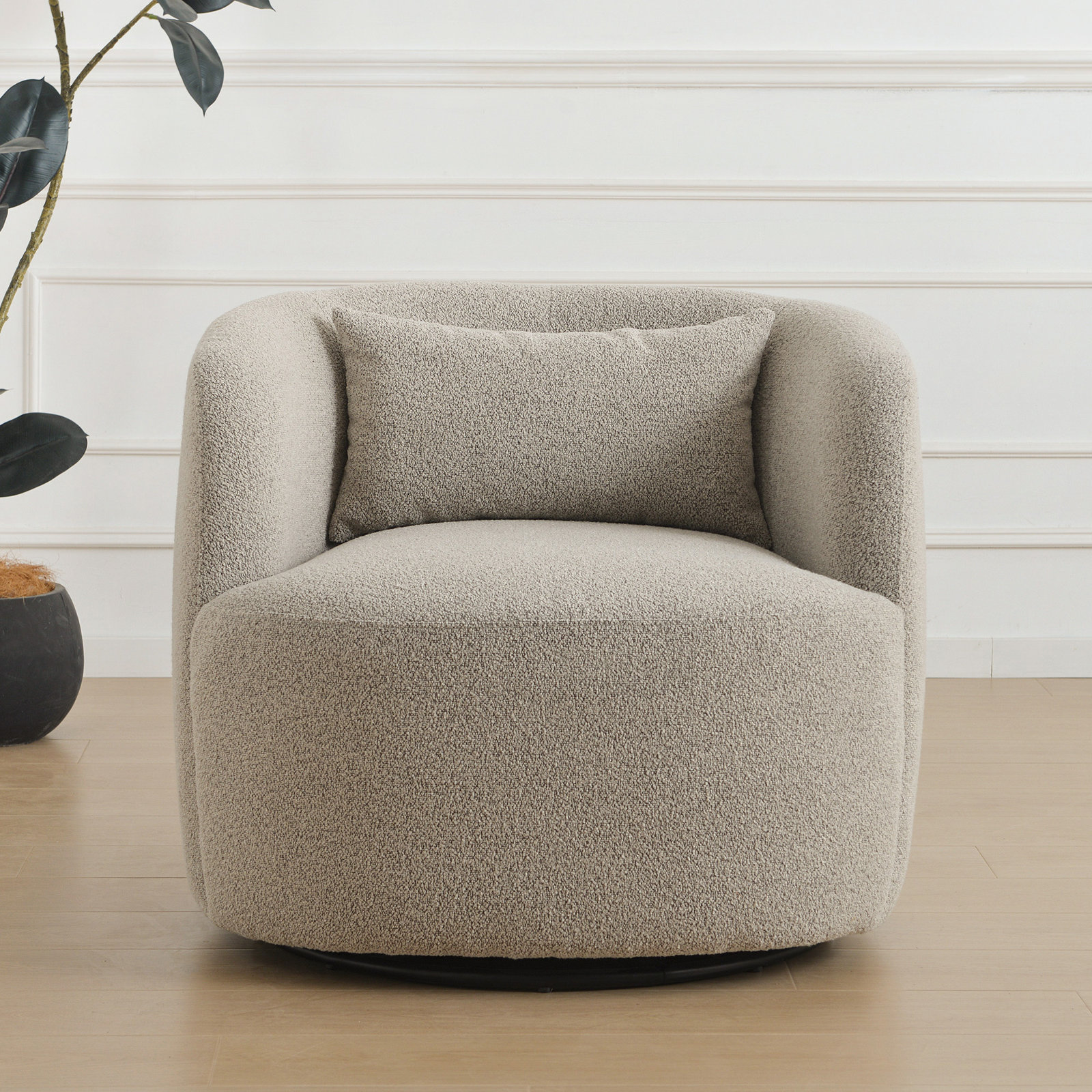Avorie Swivel Armchair with Ottoman, Taupe