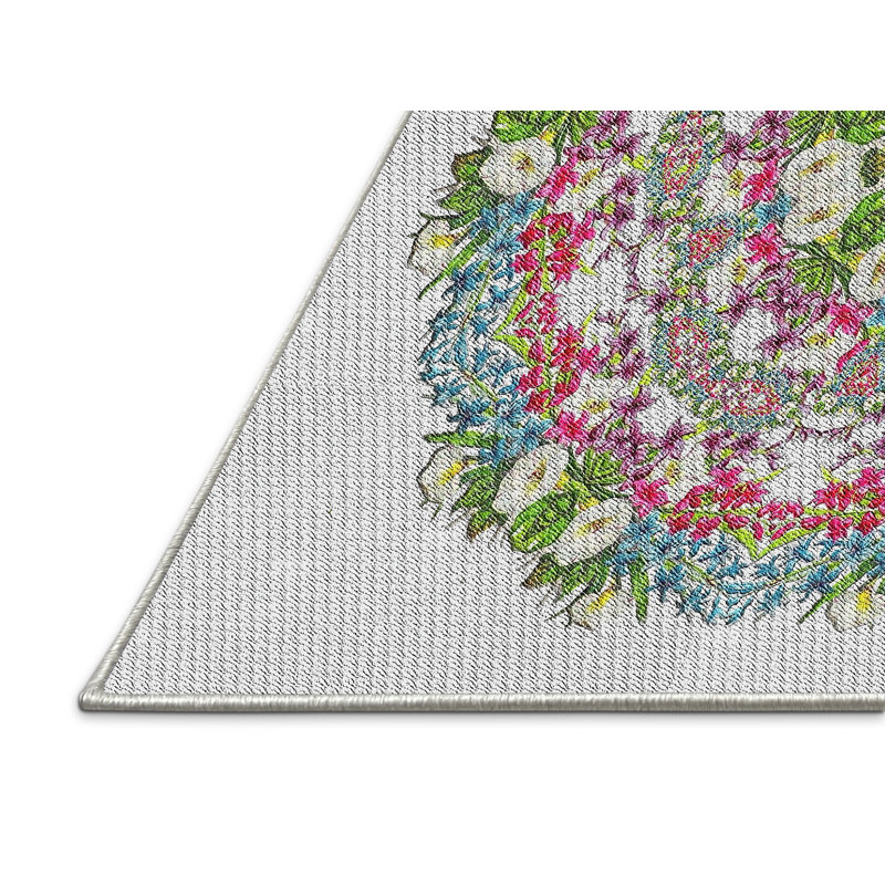 Tapis floral rose, Rectangle 5 pi x 7 pi