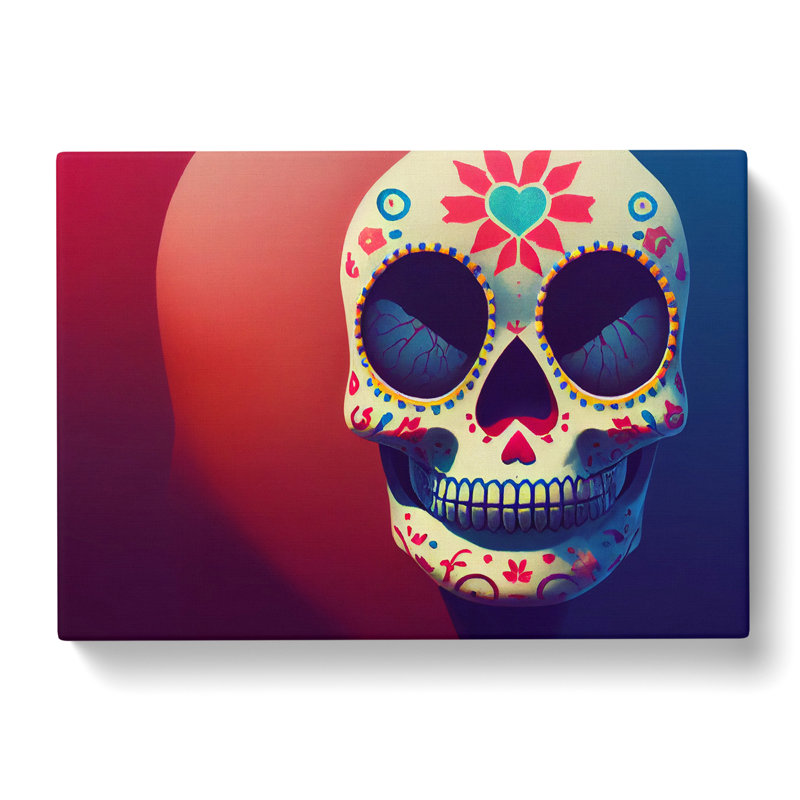 Fantastic Floral Sugar Skull - Wrapped Canvas, 35cm H x 50cm W x 3cm D