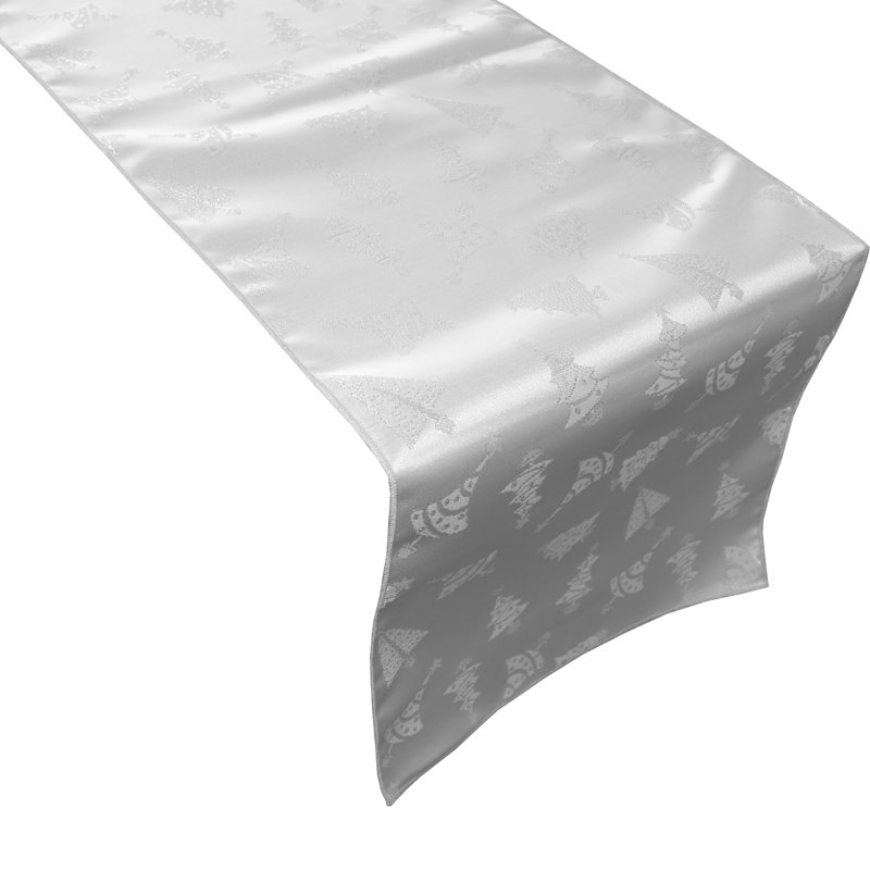 Campden Floral Christmas Table Runner, 90" L x 12" W, Silver