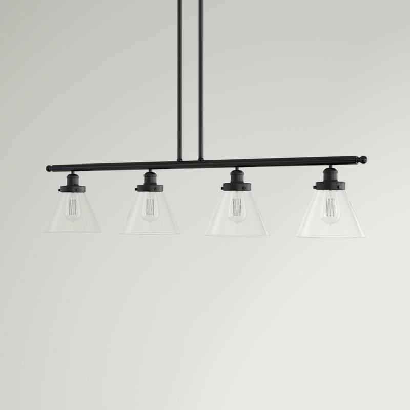 Luminaire pour îlot 4 lumières Cone, DEL, Clair, Noir mat