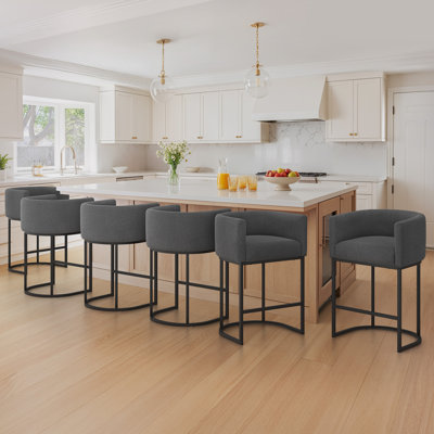 26" Upholstered Counter Stool with Metal Frame