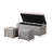 1 Piece Rectangular Storage Ottoman Fabric Linen with 2 Set Ottomans (Gray)-1095013322