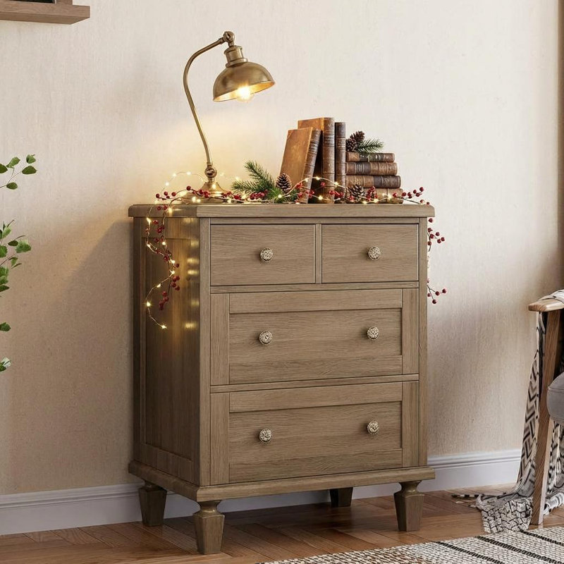 59.9 cm W Chest of 4 Drawers, Tan