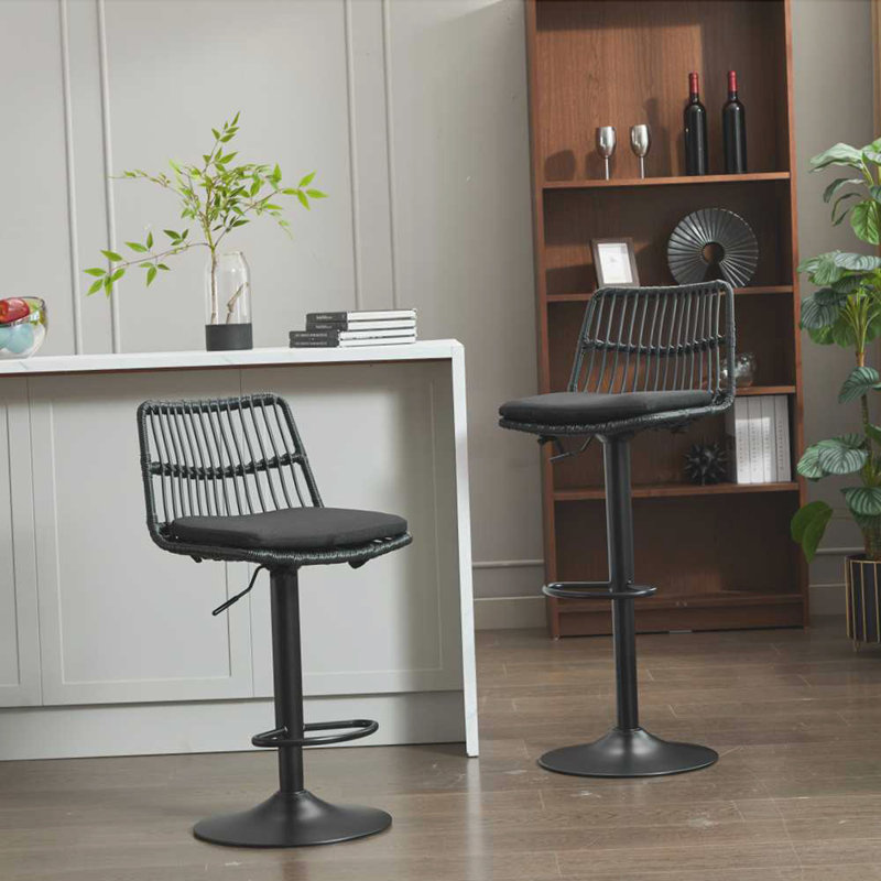 Chaise de bar pivotante 360, Tissu noir / structure noire