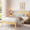 Structure de lit simple en bambou naturel de 14 pouces de taille XL, lit plateforme robuste de style moderne de ton chaud avec tête de lit inclinée ergonomique à 98 °, sans grincement, aucun sommier tapissier requis