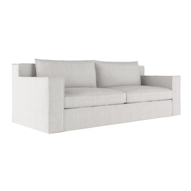 Mulberry Square Track-Arm Sofa with Flange Seam, Box Weave Linen Silver Streak, 33" H x 108" W x 45" D, Weathered