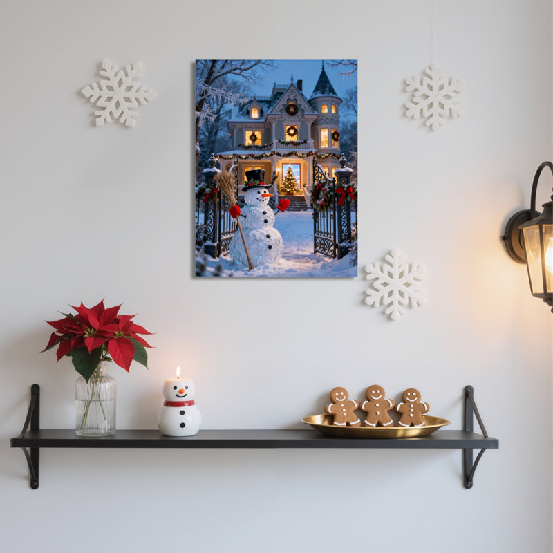 «Snowy House», art mural sur toile, H 18 po x l 12 po