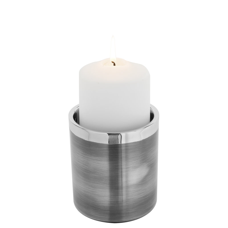 Stainless Steel Tabletop Tealight Holder, Grey, 11cm H x 10cm W x 10cm D