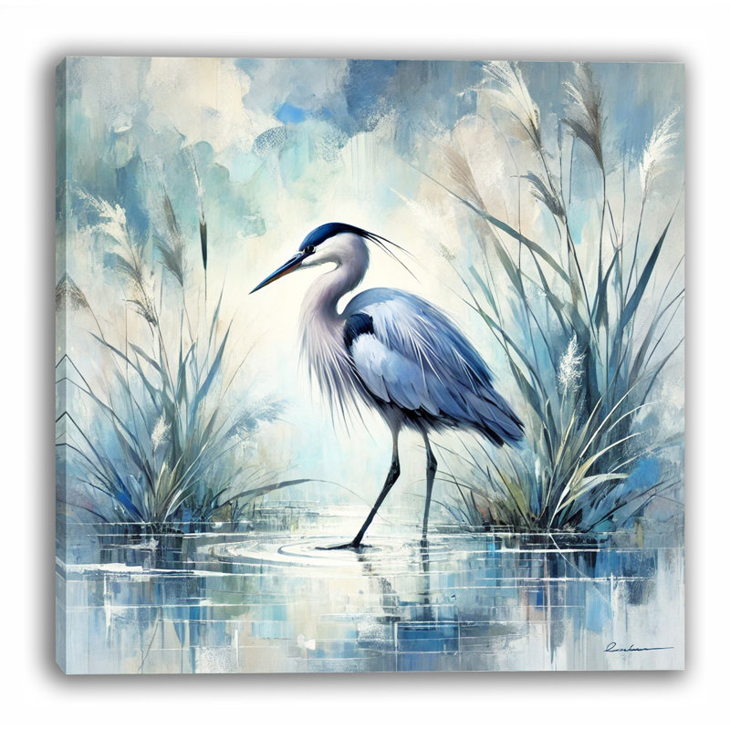Impression sur toile Elegant Blue Heron, H 30 po x l 30 po x P 1,5 po