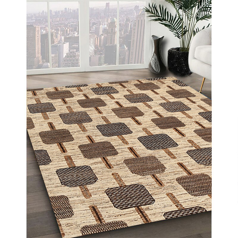 Tapis contemporain gris / brun, Rectangle 7 pi x 9 pi
