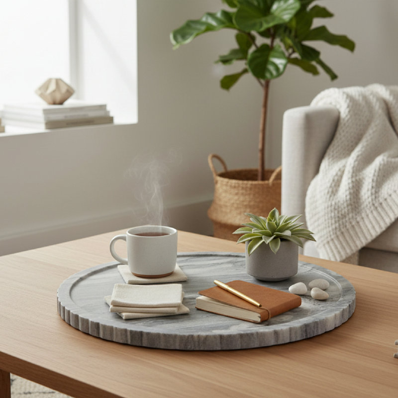Plateau en marbre gris Haight Elora, Grey