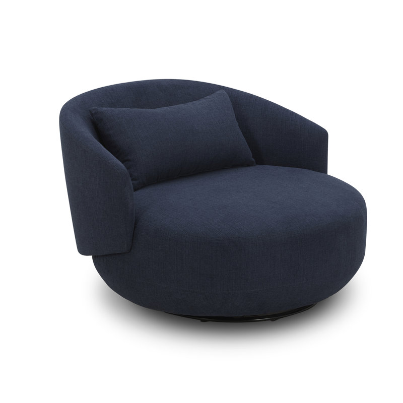Merceda Upholstered Swivel Cuddler Chair, Navy