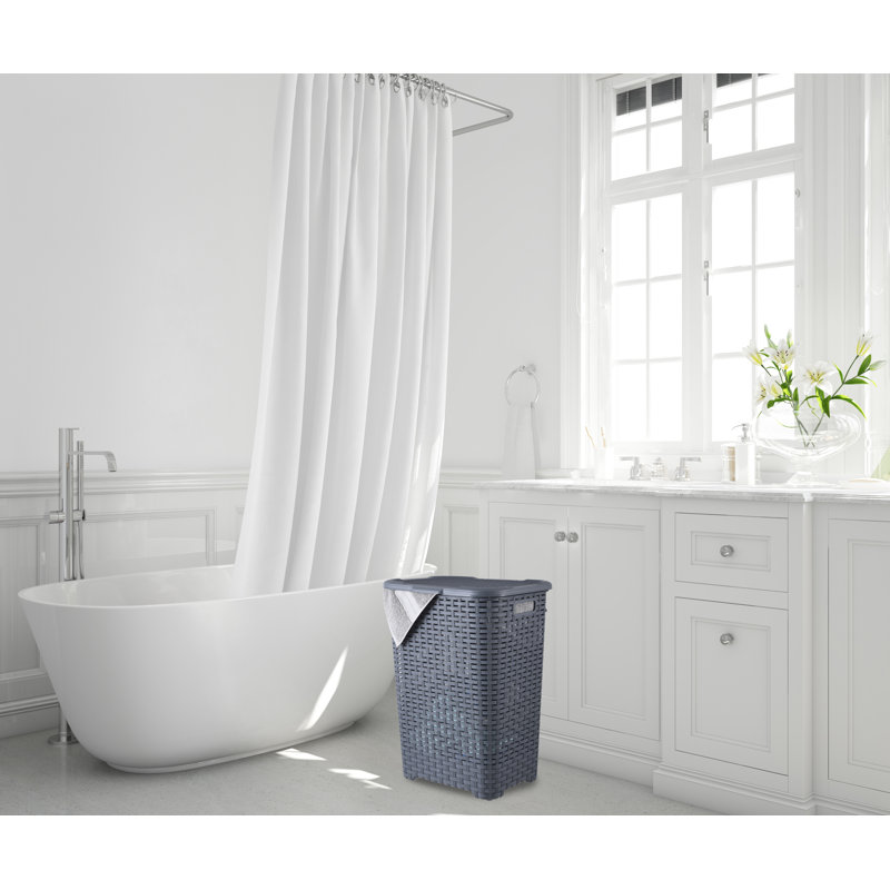 Plastic Laundry Hamper with Handles, Gray