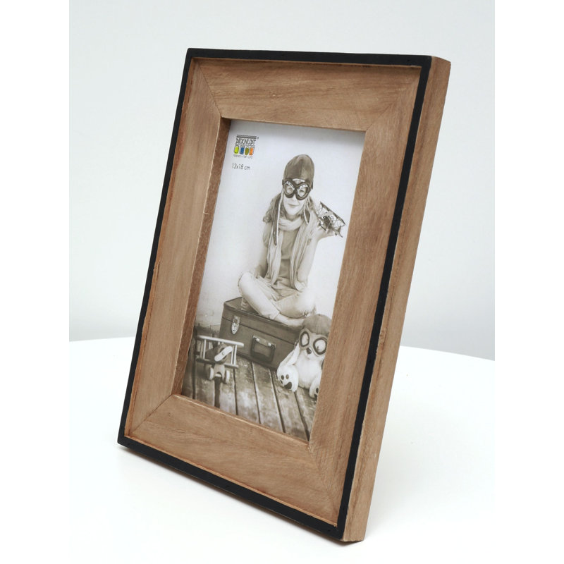 Wilbur Wood Picture Frame with Mat, 4" x 6", Black/Brown
