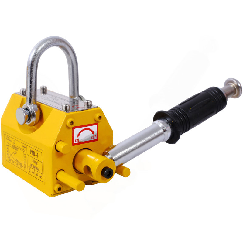 Permanent Magnetic Lifting With Release, 220 Lbs/100Kg Heavy Duty Magnet, 2.5 Safety Factor, Neodymium & Steel For Hoist, Shop Crane, Block, Board Lifting Plate Steel