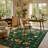 Goldene Boho Washable Botanical Dark Green Area Rugs for Living Room, Low-Pile Floral Rug with Non Slip Backing For Bedroom Dining Room-1939335326