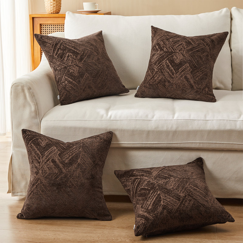 Housse de coussin en chenille , 18 po x 18 po x 1 po, Crème