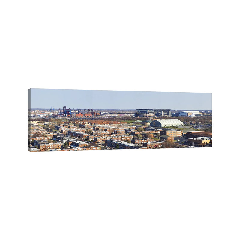 High Angle View of a Baseball Stadium in a City, Eagles Stadium, Philadelphia, Pennsylvania, USA 1 Piece Wrapped Canvas Panoramic Wall Art