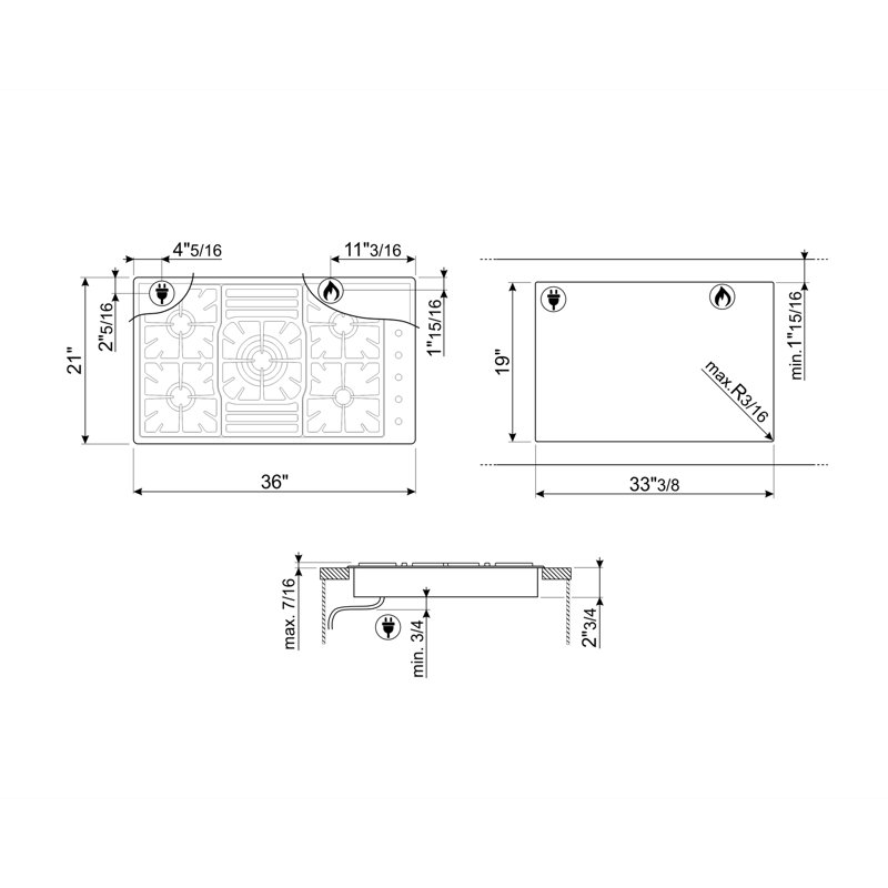 Classic 36" Gas Cooktop Spr Knobs