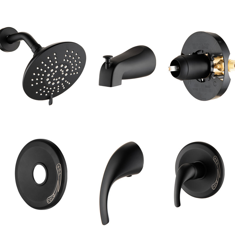 Robinet de douche avec finition noir mat et 5 jets