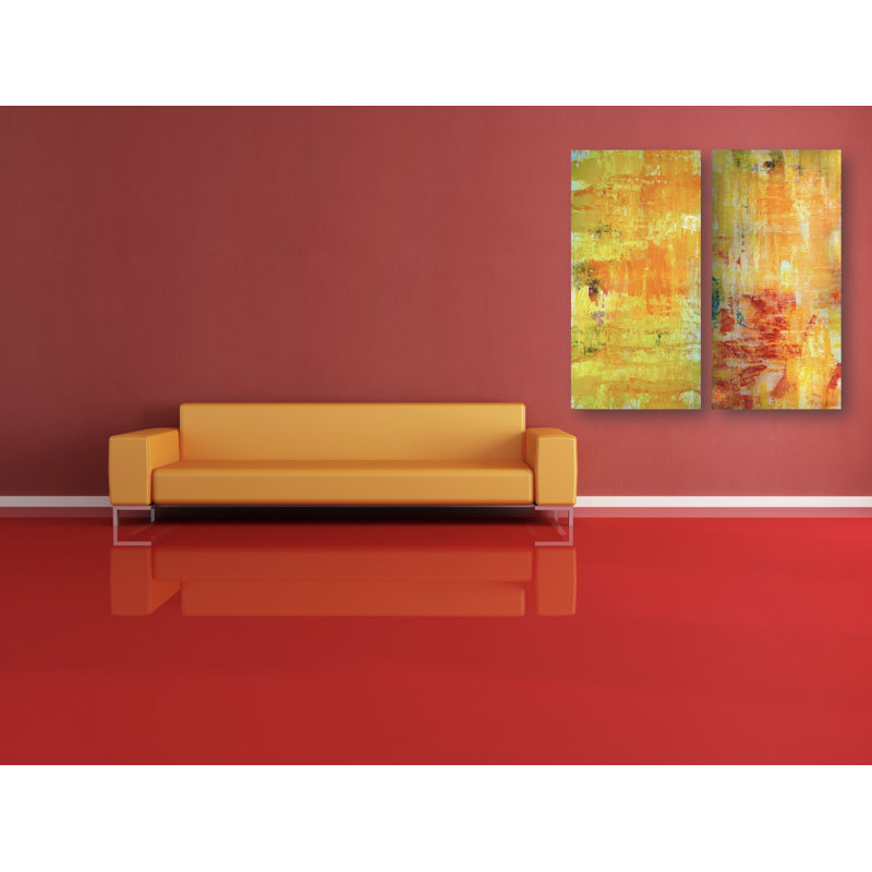 Happy Set by John Beard - Artist Enhanced Canvas Print, Black Floater Framed, 24" H x 48" W x 3" D