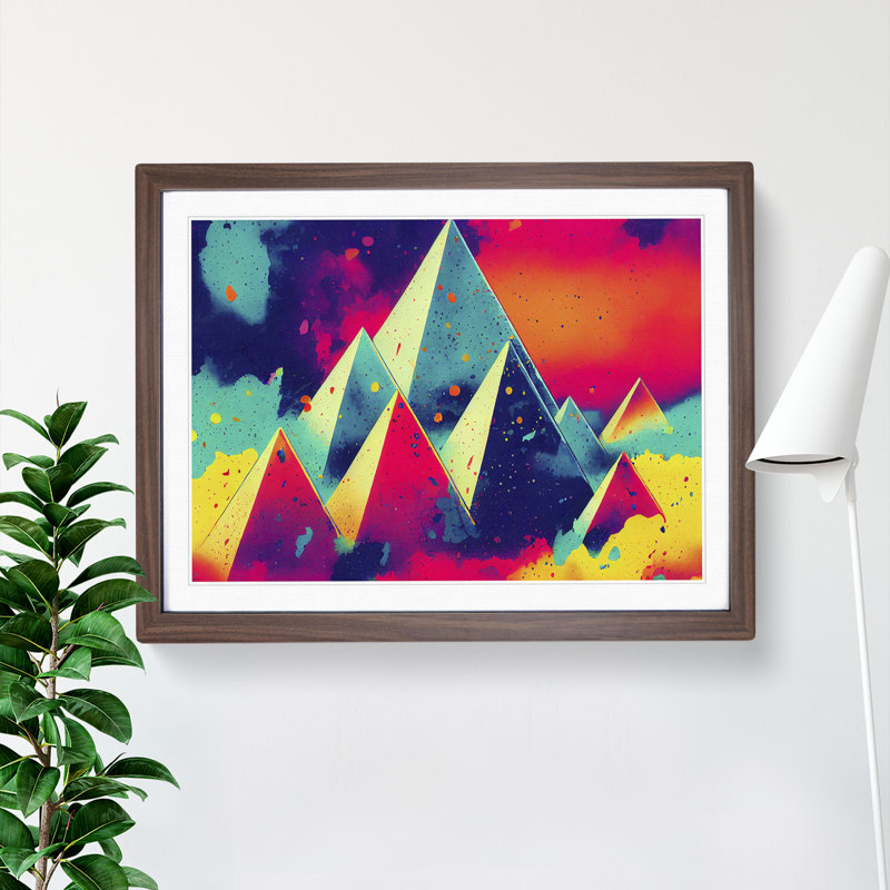 Splashed Pyramids Abstract - Framed Print, Walnut Framed, 25cm H x 34cm W x 2cm D