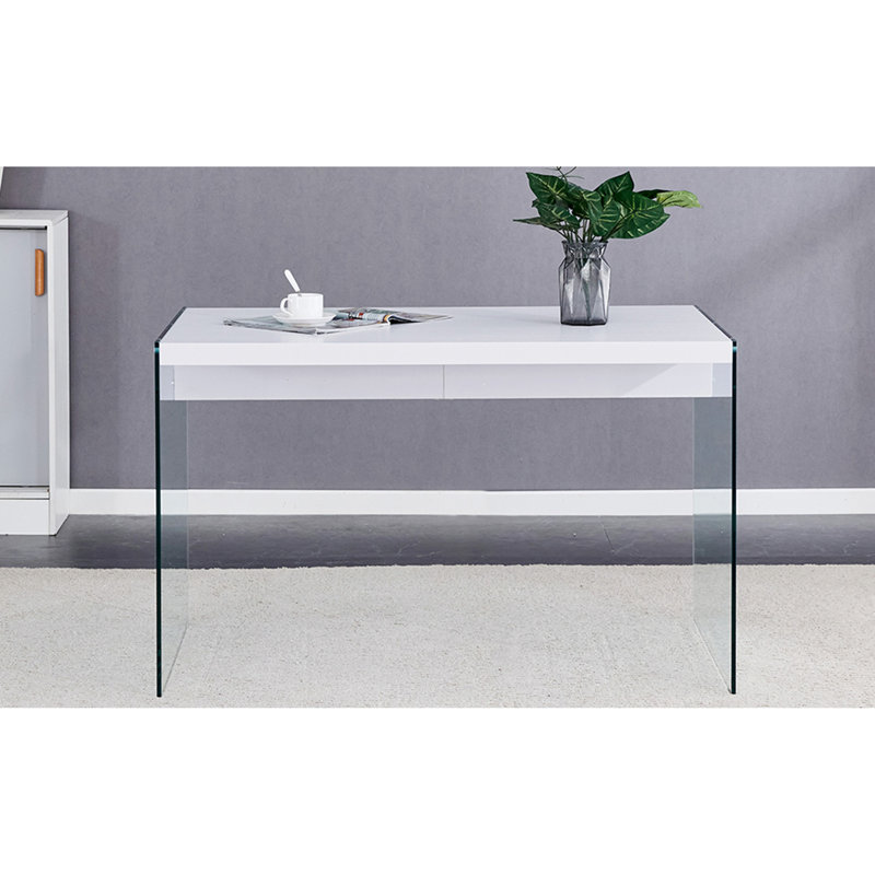 The top of the coffee table is made of MDF and white stickers, and the sides are clear tempered glass, White