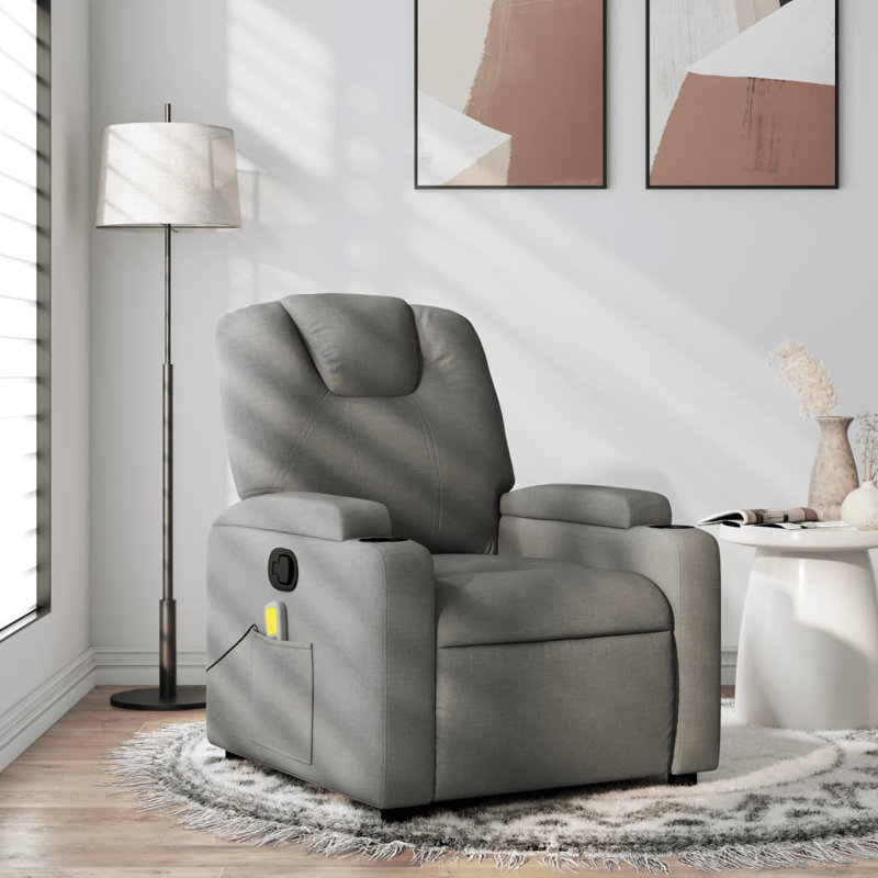 Fauteuil de massage inclinable électrique en similicuir, Gris foncé