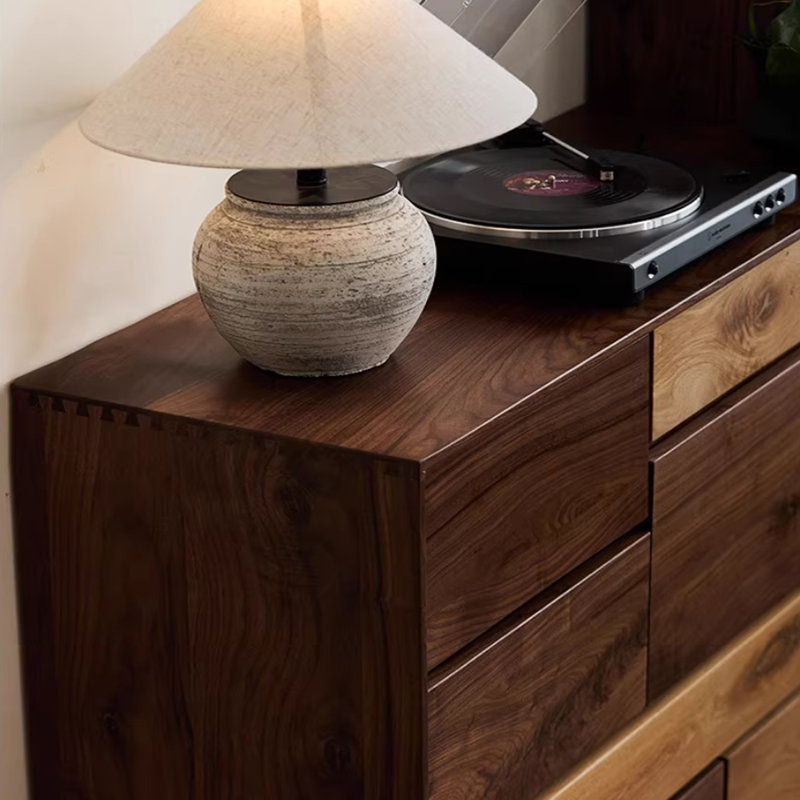 Dark-brown+Brown Solid Wood Accent Cabinet