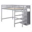 Lit mezzanine double avec garde-robe et escalier de rangement intégrés-1035909159