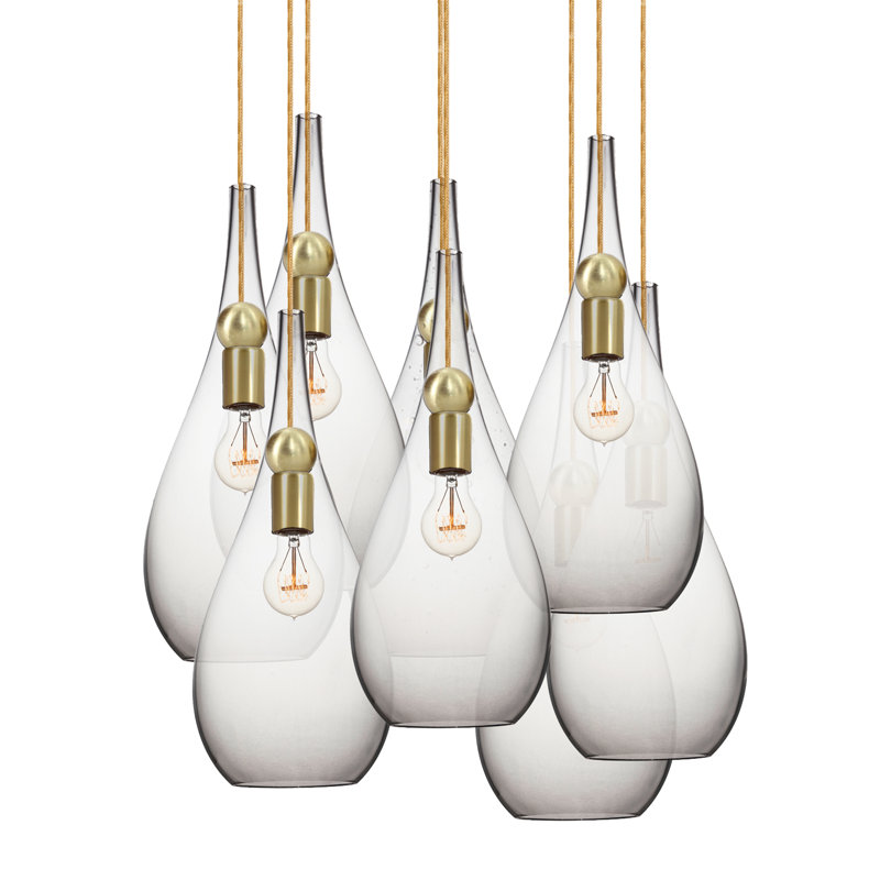 Earth 8 - Light Chandelier, Gold/Brass, Clear Glass, 120" H x 18" W x 18" D